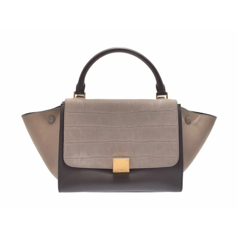 Celine Trapeze bag crocodile embossed Khaki Brown Green greige